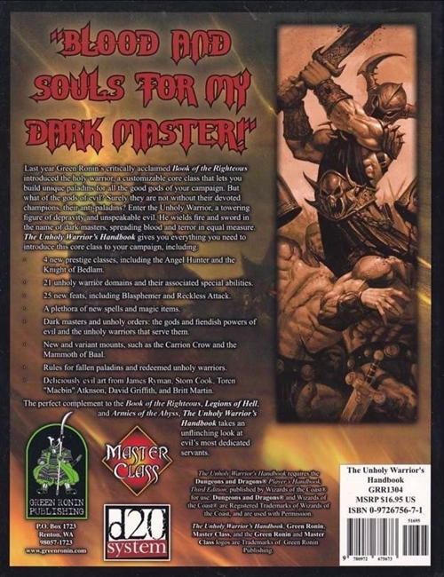 Dungeons & Dragons 3.5 - The Unholy Warriors Handbook (B Grade) (Genbrug)